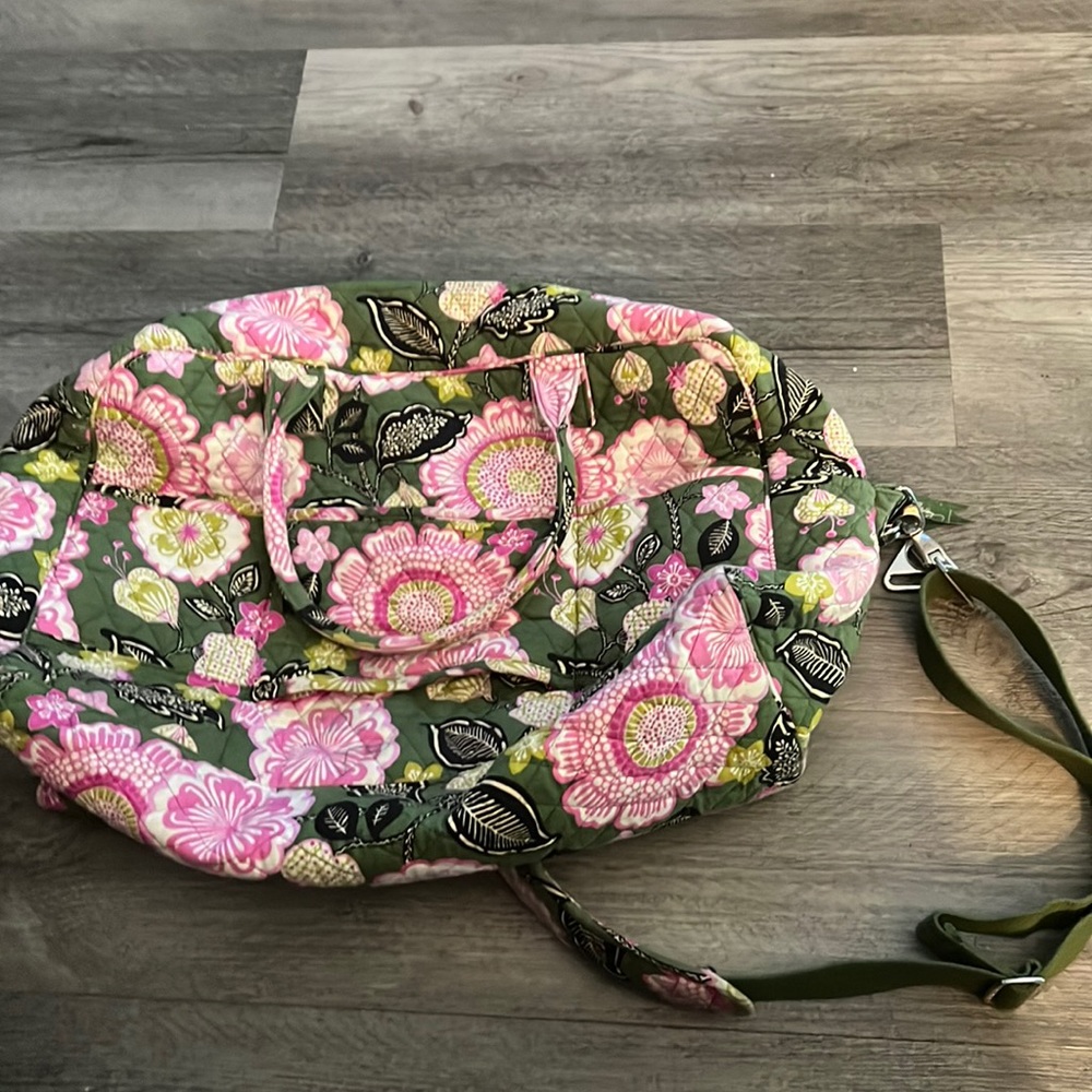Vera Bradley Duffle Bag in Green & Pink